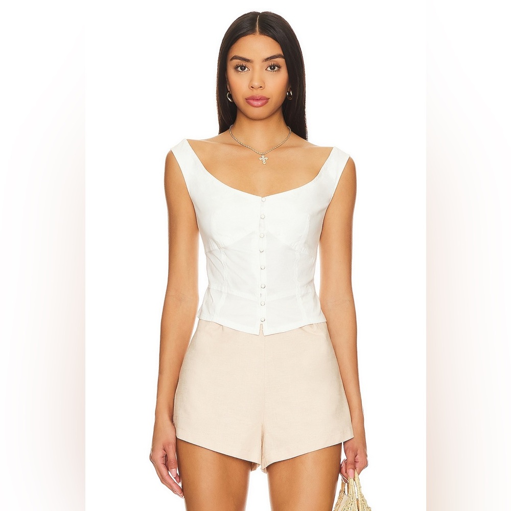 Free People Sally Solid Corset Top In Bright White